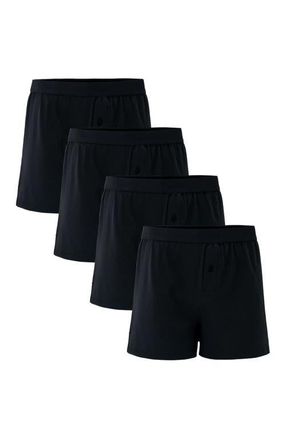 Pact Organic Cotton Everyday Knit Boxer 4-Pack in Black at Nordstrom, Size Small