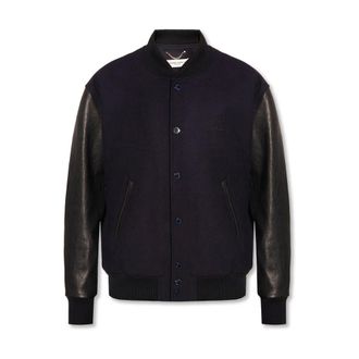 Golden Goose Bomber Jackets, male, Multicolor, S, Aleandro Bomber Jacket with Leather Sleeves