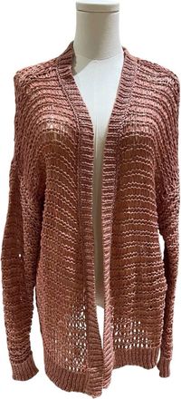 Cotton Emporium Womens Open Knit Lightweight Cardigan In Orange