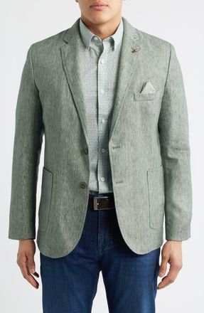 Johnston & Murphy Conley Linen Blend Blazer in Sage Washed Linen at Nordstrom, Size Xx-Large