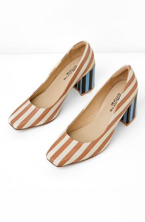 Charlotte Stone Estee Multicolor Square Toe Pump in Camel Stripe at Nordstrom, Size 12