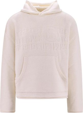 Maison Margiela Witte Logo Geborduurde Hoodie - Heren - Hoodies - Wit - L - Wol - Hoodies & sweatvesten