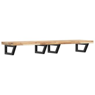 Berkfield Home Basin Shelf Wall Mounted Steel & Solid Wood Acacia in Brown