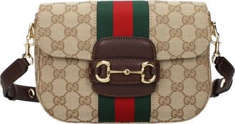 Gucci Borsa a tracolla Gucci Horsebit Donna Tessuto Beige/Marrone