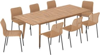 Rendez-Vous D&eacute;co Mesa y sillas de jard&iacute;n 8 personas madera, resina trenzada natural