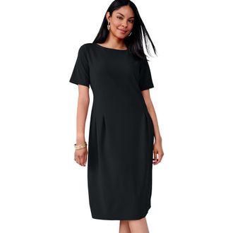 Jessica London Crepe Fit And Flare Dress in Black at Nordstrom, Size 28