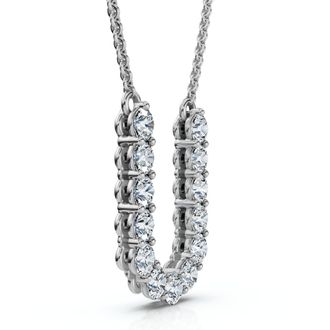 Pompeii3 1Ct Diamond Initial U Pendant 14k Gold 18 Necklace Lab Grown 5/8 Tall