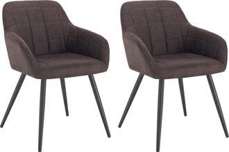 Woltu Woltu - 2 X Sillas De Comedor Nordicas Estilo Vintage Juego De 2 Silla De Cocina Silla Tapizada Con Reposabrazos Tapizadas Tela Estructura De Metal Ma