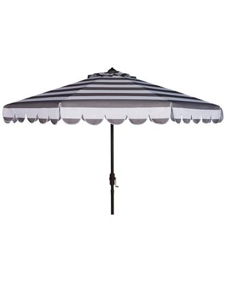 Safavieh Maui Single Scallop Striped 9Ft Crank Push Button Tilt Umbrella