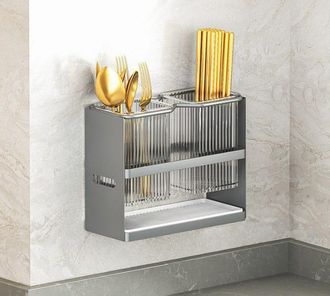 OEM Soporte De Pared Para Palillos De Acero Al Carbono, Pr&aacute;ctico Soporte Para Cuchillos Y Cubiertos, Color Gris, Tama&ntilde;o Peque&ntilde;o, 22 X 16 X 15 Cm