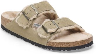 Birkenstock Womens Slides Arizona Taupe Suede Leather Sandal