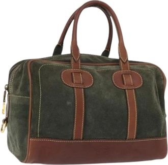 Loewe Pre-owned Handbags, female, Green, Size: ONE SIZE Pre-owned Suede Handbag