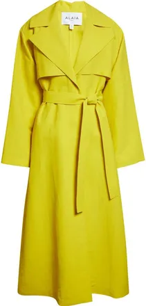 Alaia Paper Blend Poplin Trench Coat in Lime at Nordstrom, Size 6 Us