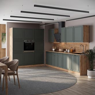 Vicco Mueble De Cocina Fame-line, Verde Dorado Casa De Campo/roble Dorado, 460 Cm, Et Antracita, Vicco