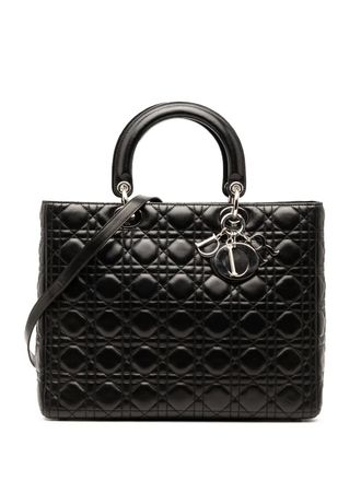 Dior 2004 Large Lambskin Cannage Lady Dior satchel - women - Lambskin - One Size - Black