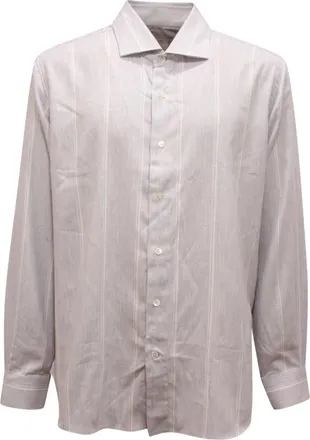 Eleventy Overhemden, Heren, Grijs, S, Katoen, Camicia Platinum Flanel Shirt