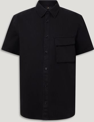 Belstaff Scale Short Sleeve Shirt Mens Garment Dye Cotton Black Size 2XL