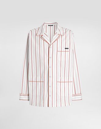 Dolce & Gabbana Striped Poplin Vanity Robe - Man Shirts Multi-colored 46