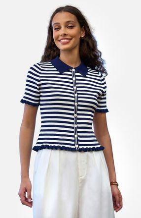 Yumi Nautical Striped Knitted Top in Navy at Nordstrom, Size Medium