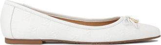 Kazar Witte ballerinas met een strik op de neus - Dames - Ballerinas - Wit - 40 EU - Leer - Schoenen