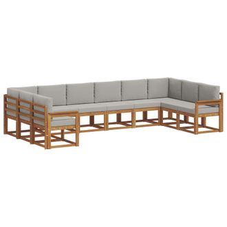 vidaXL Conjunto De Sof&aacute;s De Exterior 10 Pcs Gris Natural Y Claro Vidaxl