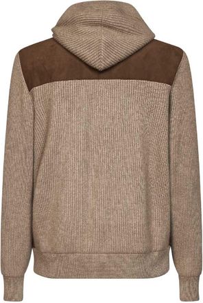 Brunello Cucinelli Mens Hooded Bomber Jacket Mink And Brown Suede Virgin Wool