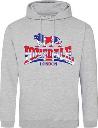 Lonsdale Hoodie voor heren met Union Jack-logo (Grijs)