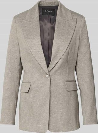 s.Oliver Black Label Slim Fit Longblazer aus Viskose-Mix in Silber, Größe 34