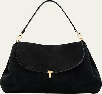 Toteme T-Lock Suede Shoulder Bag