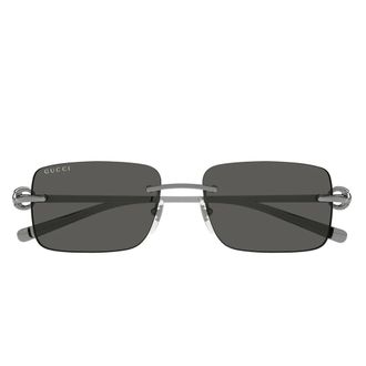 Gucci Sunglasses, unisex, Gray, Size: 55 MM Rectangular Rimless Sunglasses
