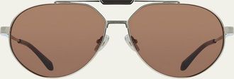 Ferragamo Mens Gancino Titanium Aviator Sunglasses