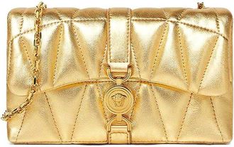 Versace Kleio Mini Gold Laminated Quilted Bag