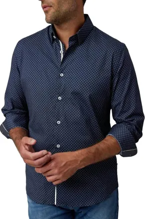 Stone Rose Ornament Long Sleeve Shirt In Navy