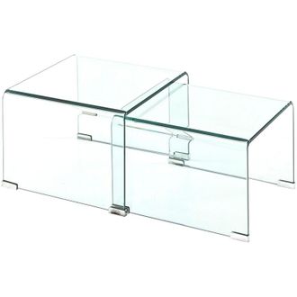 Oresteluchetta Set 2 tavolini da salotto in vetro trasparente design curvato San