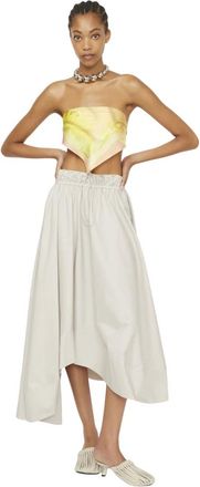 Isabelle Blanche Rokken, Dames, Beige, S, Katoen, Is 26Ss-G130T011379 Rok met trekkoord en asymmetrische zoom