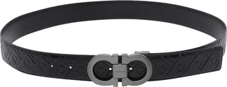 Ferragamo Black Adjustable And Reversible Gancini Belt