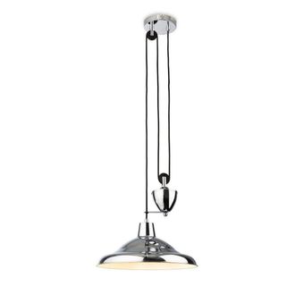 Netlighting Suffolk Rise & Fall Pendant Light Chrome in Grey