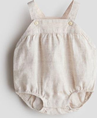 H&M Linen Romper Suit in Light Beige at Nordstrom, Size Newborn