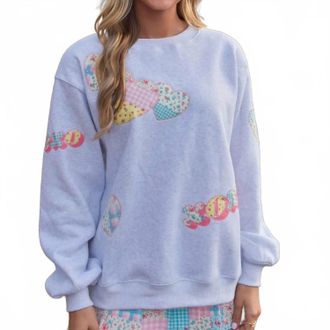 Peach Love California Sweetheart Patchwork Crewneck Sweatshirt In Gray