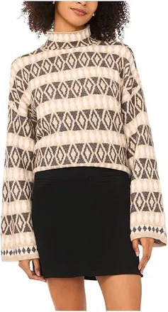 Vince Camuto Diamond Pattern Turtleneck Womens Clothing Oatmeal : LG, Acrylic/Polyester/Spandex
