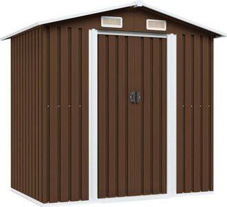 vidaXL Caseta de almacenamiento jardín acero marrón 204x132x186 cm Vidaxl