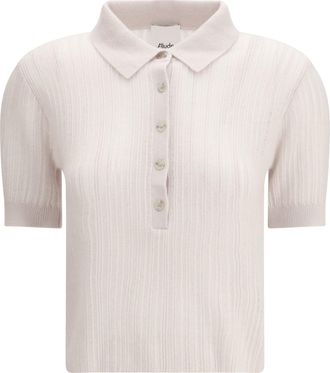 Allude Womens Sweater Polo-Neck Short-Sleeve Cream Cashmere (capra Hircus)