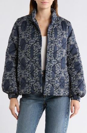 Hutch Griffith Diamond Quilted Jacket in Navy/Ivory Stitched Rodeo at Nordstrom Rack, Size Xx-Small