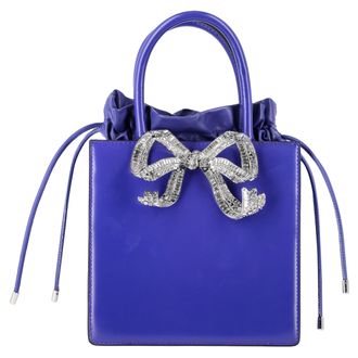 Self Portrait Pre-owned Womens Bow-Embellished Top Handle Bag in Blue Leather - One Size