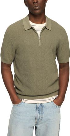 Lucky Brand Quarter Zip Polo Sweater in Sea Spray at Nordstrom, Size Xx-Large