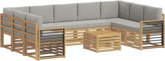 vidaXL Conjunto De Sof&aacute;s De Exterior 10 Uds. Blanco Y Gris Claro Vidaxl
