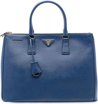Prada Borsa tote Saffiano Lux Galleria grande con doppia zip 2000-2025 - Blu