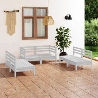 vidaXL Juego De Muebles De Jard&iacute;n 6 Piezas Madera Maciza Pino Blanco Vidaxl