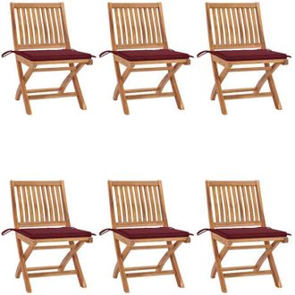 vidaXL Sillas De Jard&iacute;n Plegables 6 Uds Madera Maciza Teca Con Cojines Vidaxl
