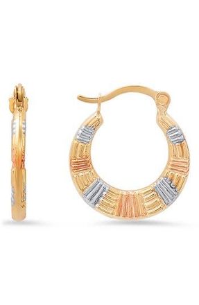 Queen Jewels 10K Gold Tri-Color Huggie Hoop Earrings at Nordstrom Rack